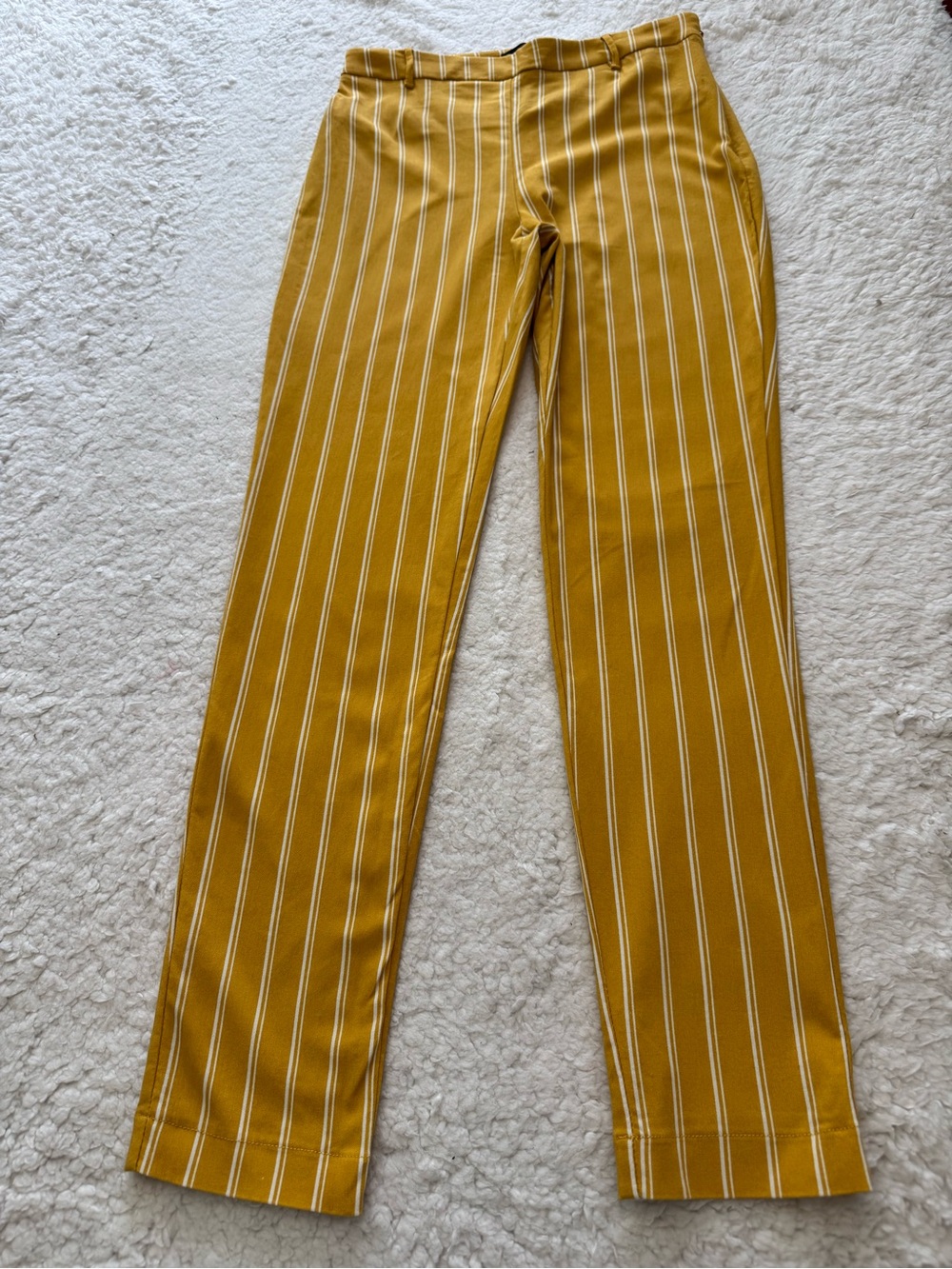 Forever 21 Mustard Yellow Striped Straight Leg Pants